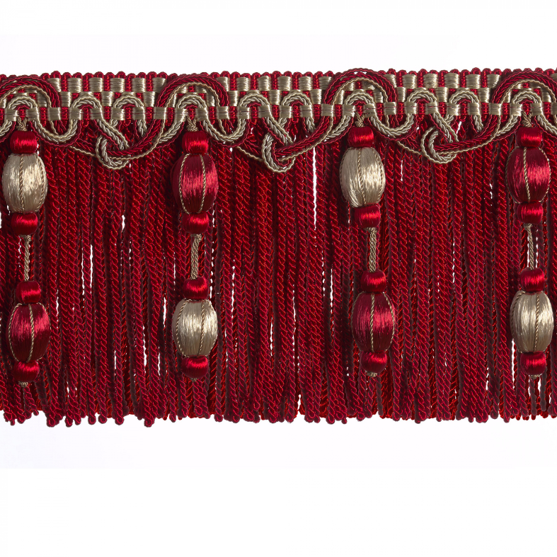 Regal Bullion Beaded Fringe 120mm Trim Royal Garnet