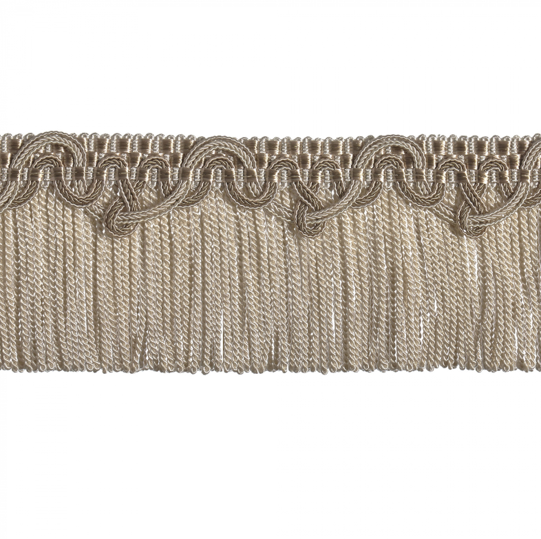 Decorative fabric trim with braided edge on a white background