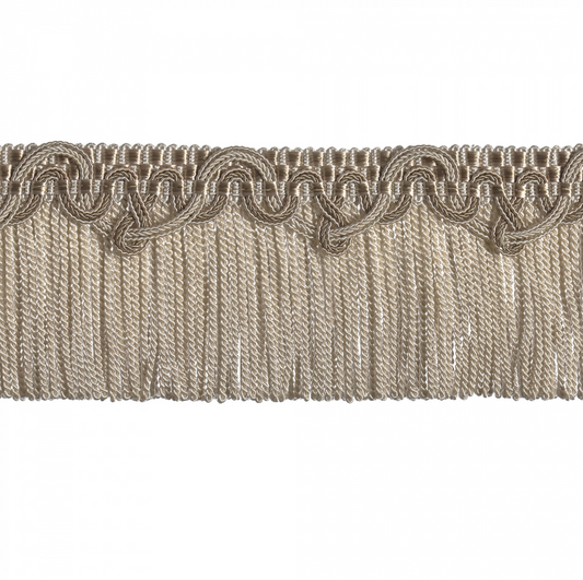 Decorative fabric trim with braided edge on a white background