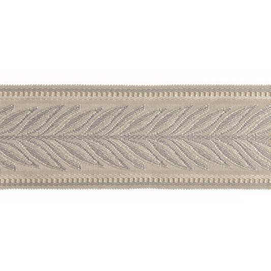 Textured flat braid trim with a herringbone pattern on a white background