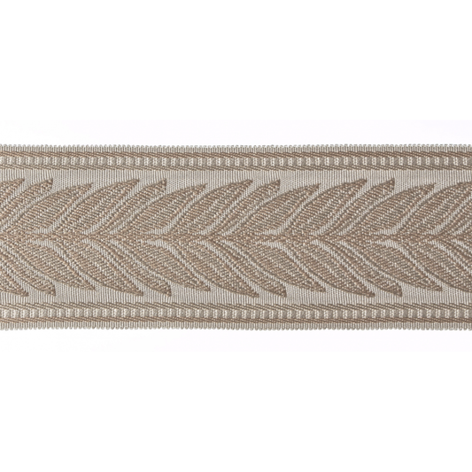 Decorative flat braid trim with leaf pattern on a white background