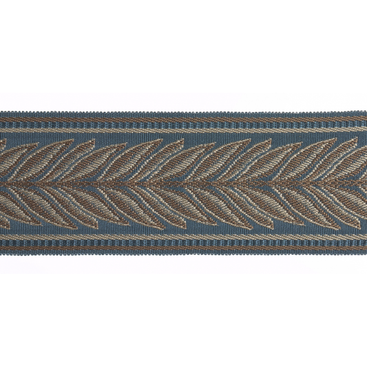 Decorative flat braid trim with leaf pattern on a white background