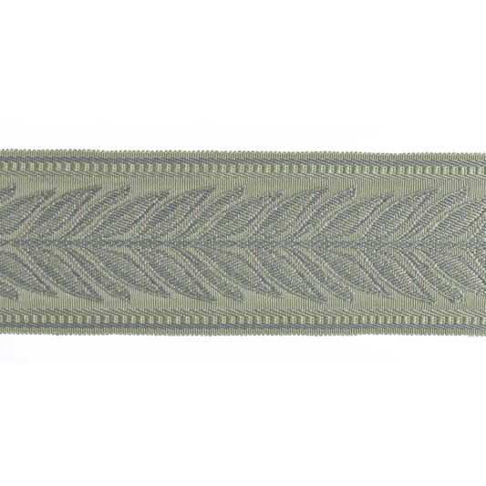 Textured flat braid trim with leaf pattern on a white background