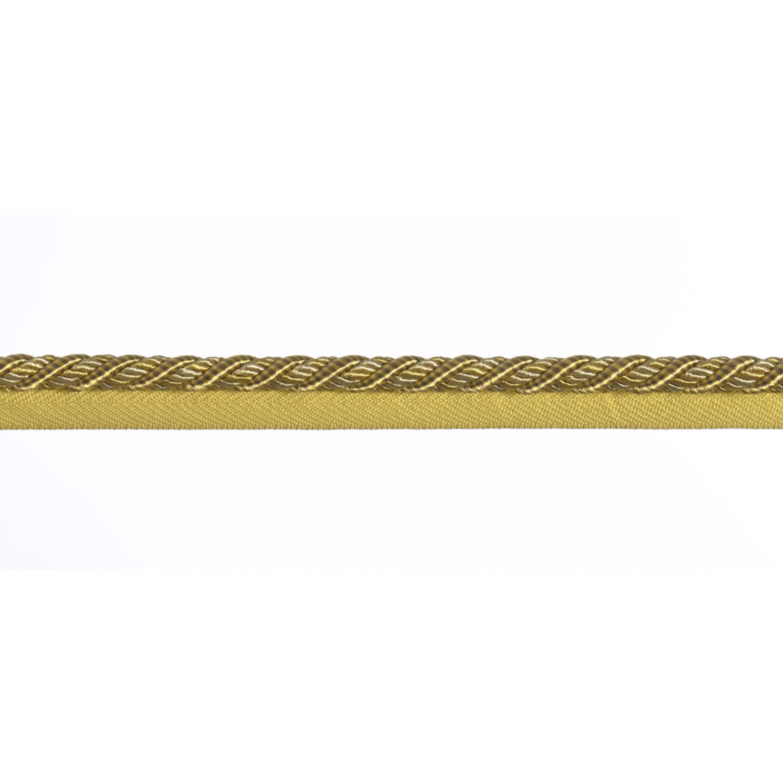 Gold braided piping cord on a white background