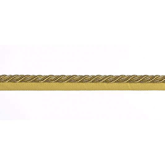 Gold braided piping cord on a white background