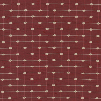 Bracklyn Woven Check Crimson Geometric Curtain Fabric