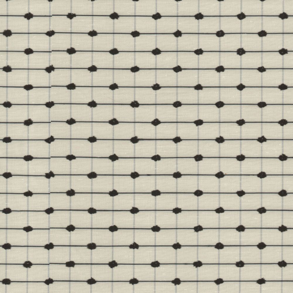 Bracklyn Woven Check Ivory-Black Cushion Curtain Fabric