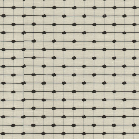 Bracklyn Woven Check Ivory-Black Cushion Curtain Fabric