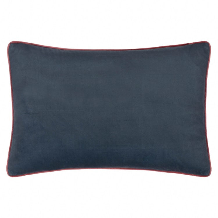 Seaweed Printed Velvet Cushion Indigo