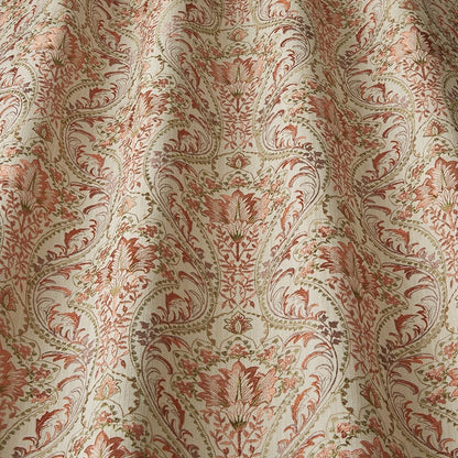 Close-up of Sonrel Floral Cayenne fabric showcasing detailed art nouveau patterns in warm cayenne hues, perfect for textiles and home décor.