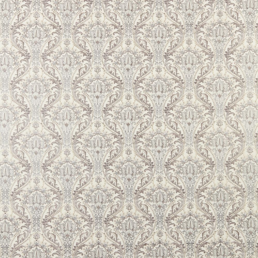 Sonrel Floral Mineral fabric featuring intricate art nouveau floral patterns in muted tones, ideal for curtains and creative textile projects.