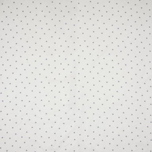 Stardust Grey ivory cotton fabric with small grey stars, ideal for children's curtains, bedding, and upholstery in playful interiors.
