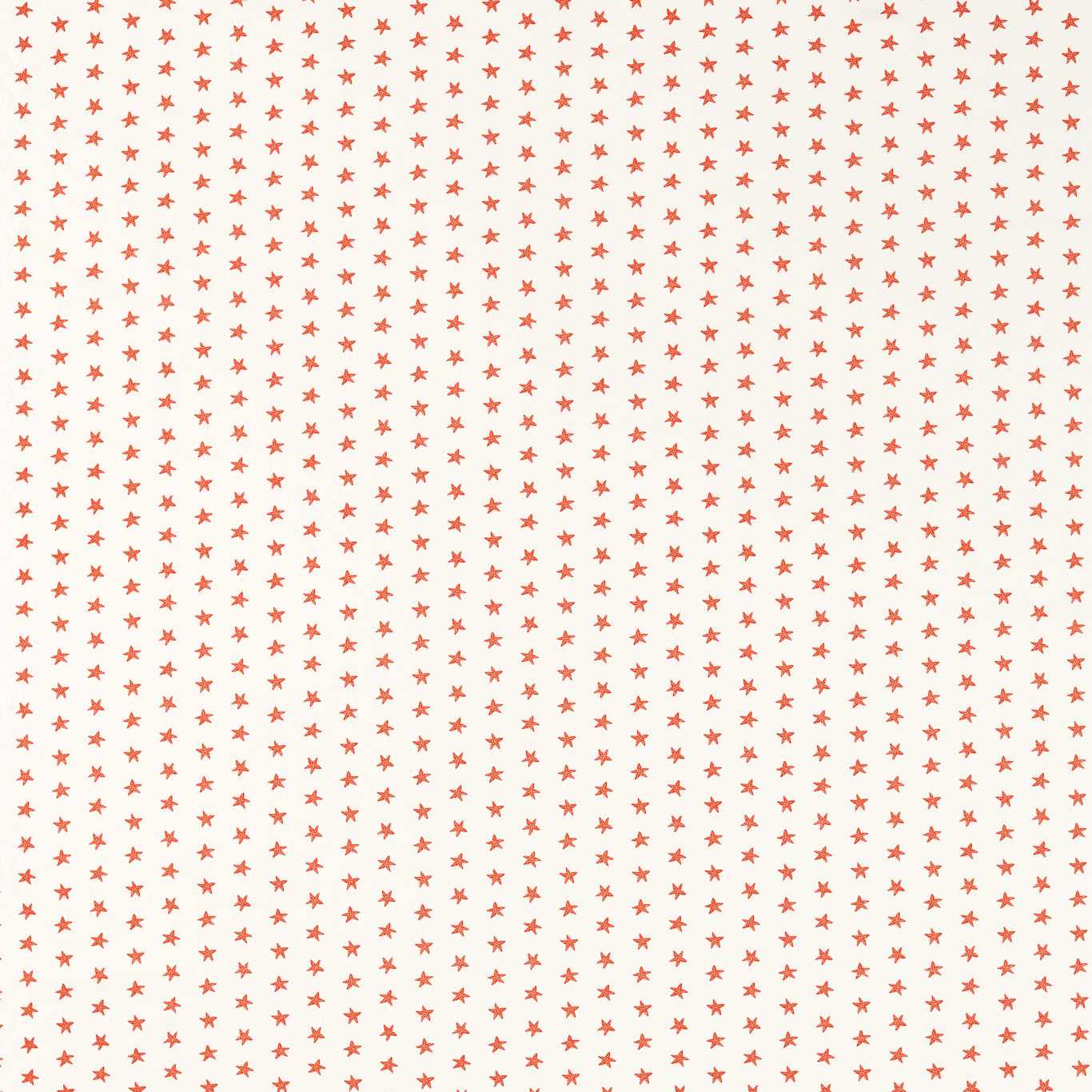 Stellaria Polka Coral fabric features a playful coral starfish pattern on a cream background, ideal for kids' curtains and blinds.