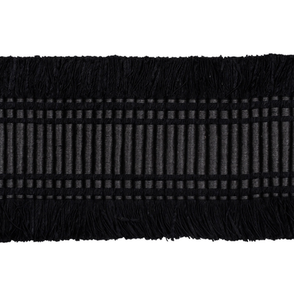 Black braid trim fringe on a white background