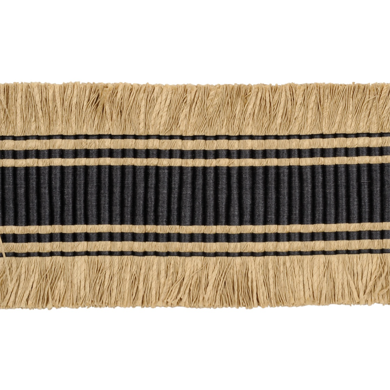 Textile with black and beige stripes on a white background