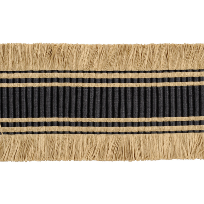 Textile with black and beige stripes on a white background