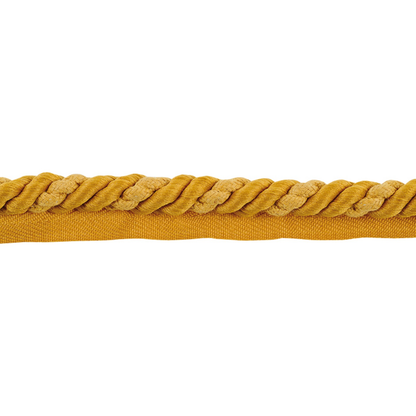 Mustard colour piping cord on a white background