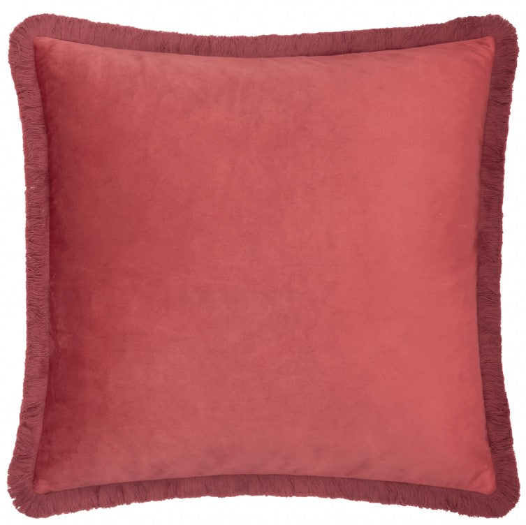 Strawberry Thief Embroidered Velvet Cushion Berry