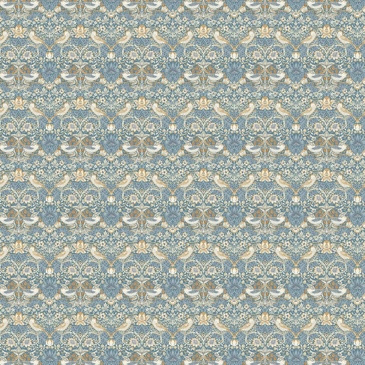 William Morris Strawberry Thief  Small Scale Denim-Spice Fabric