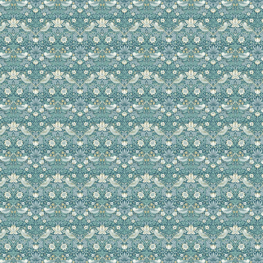 William Morris Strawberry Thief  Small Scale Teal  Fabric for Interiors 