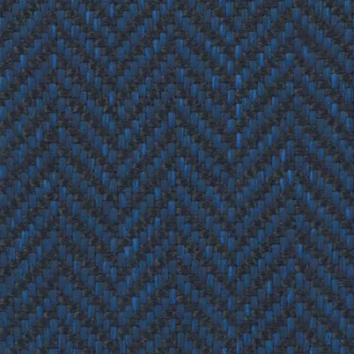 Blue and black herringbone pattern fabric swatch