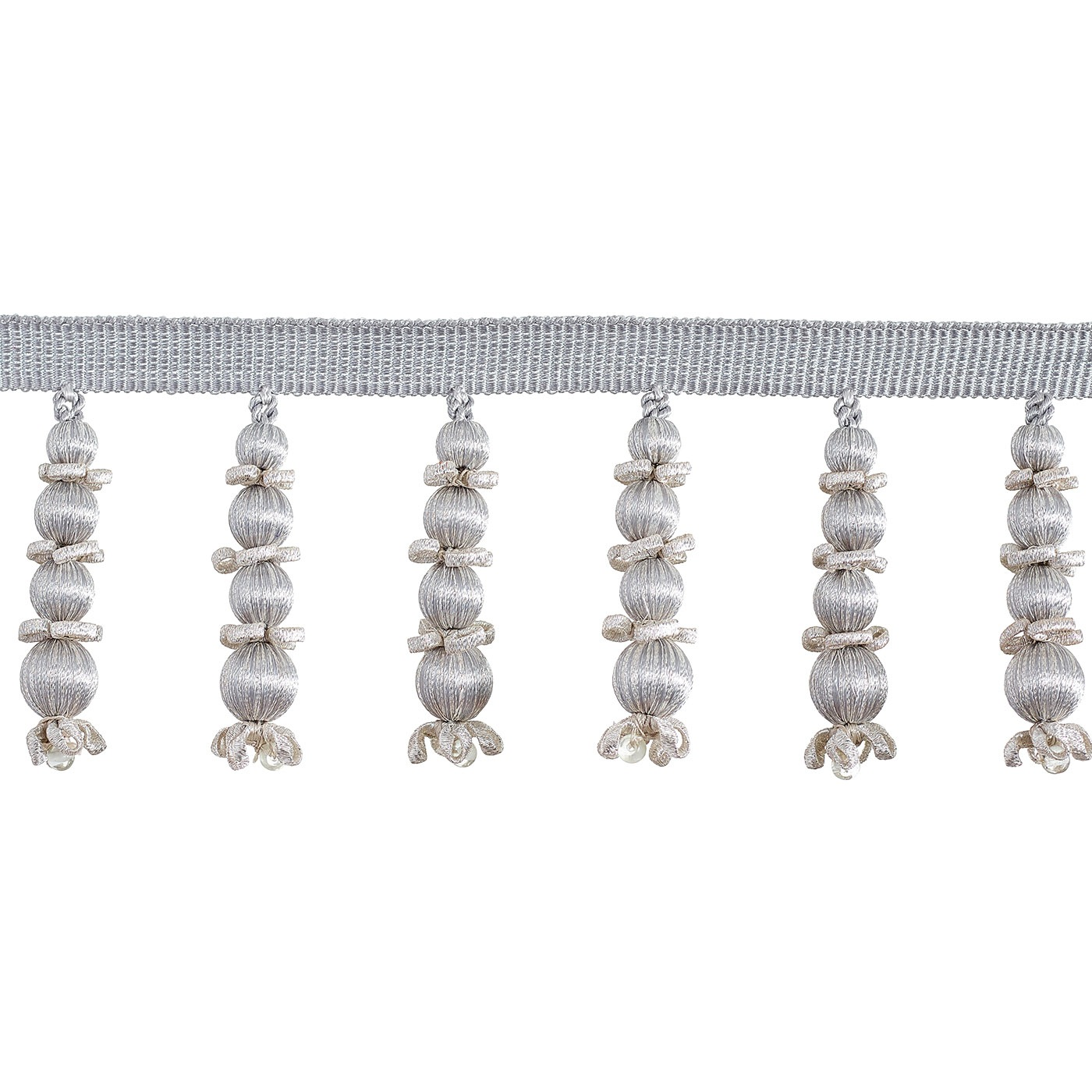 Valenza Beaded Drop Fringe 75mm Trim Alabaster Gilt
