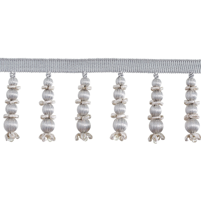 Valenza Beaded Drop Fringe 75mm Trim Alabaster Gilt