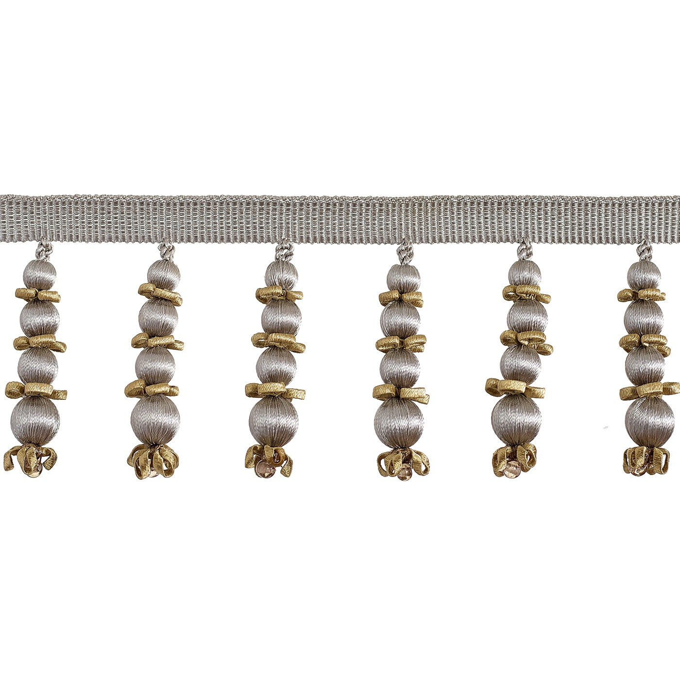 Valenza Beaded Drop Fringe 75mm Trim Amethyst Ash