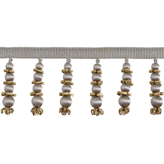 Valenza Beaded Drop Fringe 75mm Trim Amethyst Ash