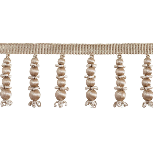 Valenza Beaded Drop Fringe 75mm Trim French Beige
