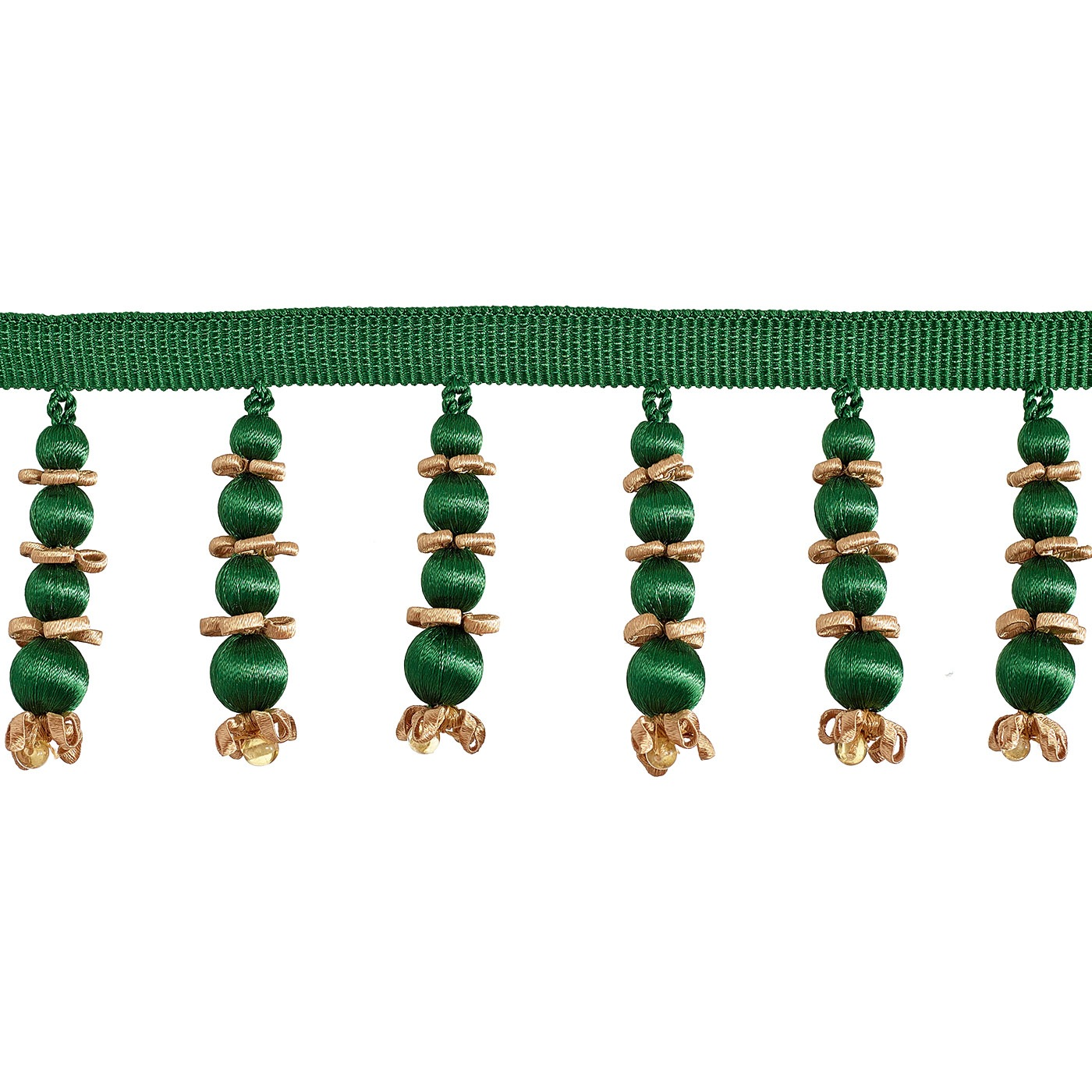 Valenza Beaded Drop Fringe 75mm Trim Medici Green
