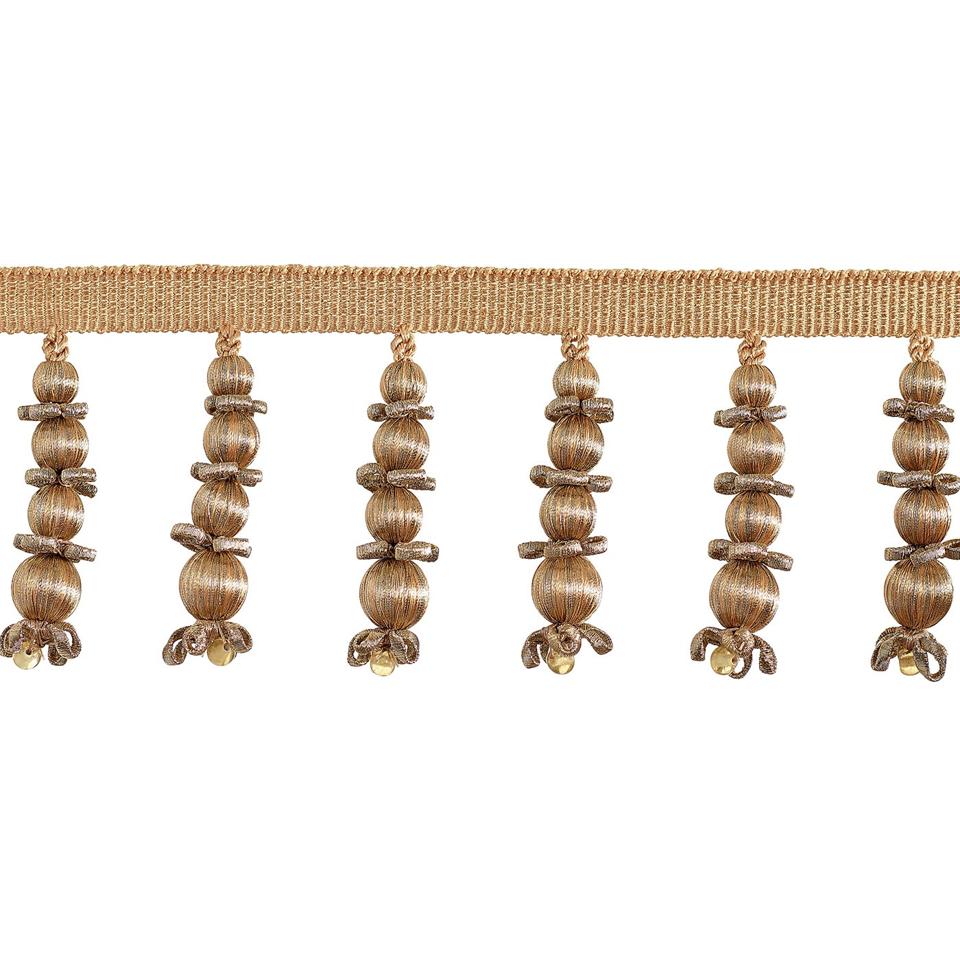 Valenza Beaded Drop Fringe 75mm Trim Old Gilt