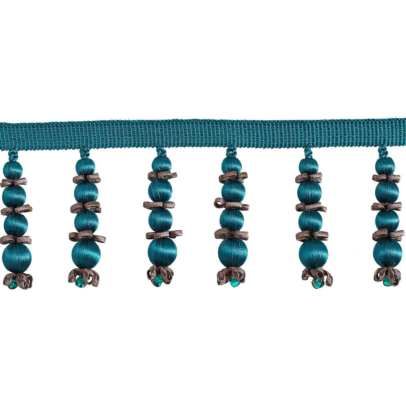 Valenza Beaded Drop Fringe 75mm Trim Verdigris Royale