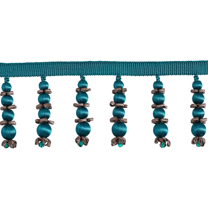 Valenza Beaded Drop Fringe 75mm Trim Verdigris Royale