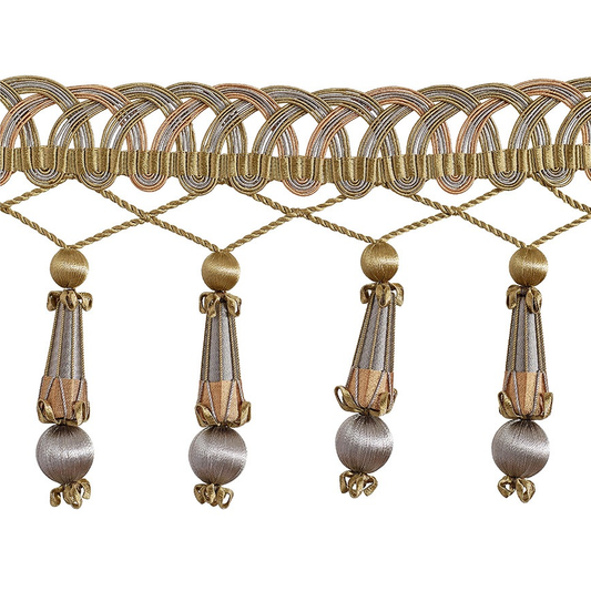 Valenza Decorative Beaded Pendant Fringe 14cm Trim Amethyst Ash