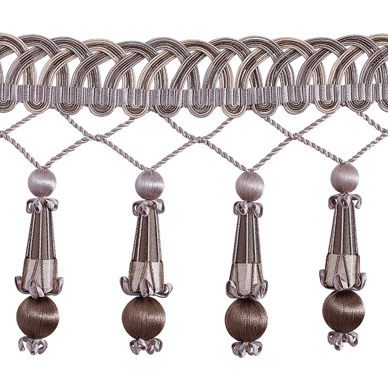 Valenza Decorative Beaded Pendant Fringe 14cm Trim Antique Mushroom