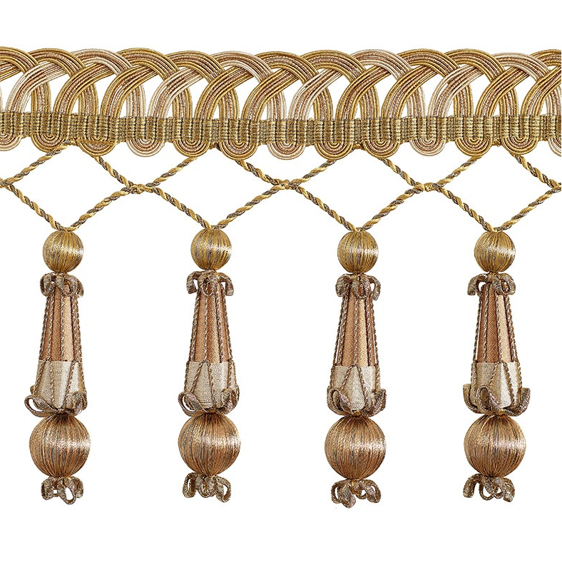 Valenza Decorative Beaded Pendant Fringe 14cm Trim Gold