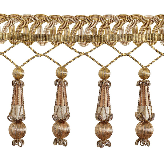 Valenza Decorative Beaded Pendant Fringe 14cm Trim Gold