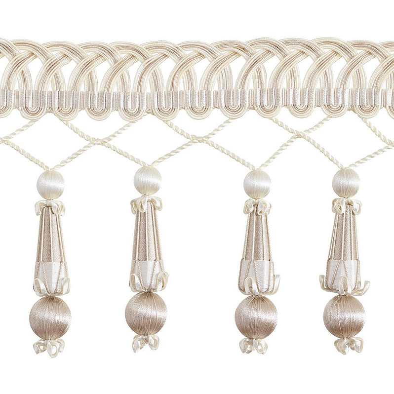 Valenza Decorative Beaded Pendant Fringe 14cm Trim Pearl Patina