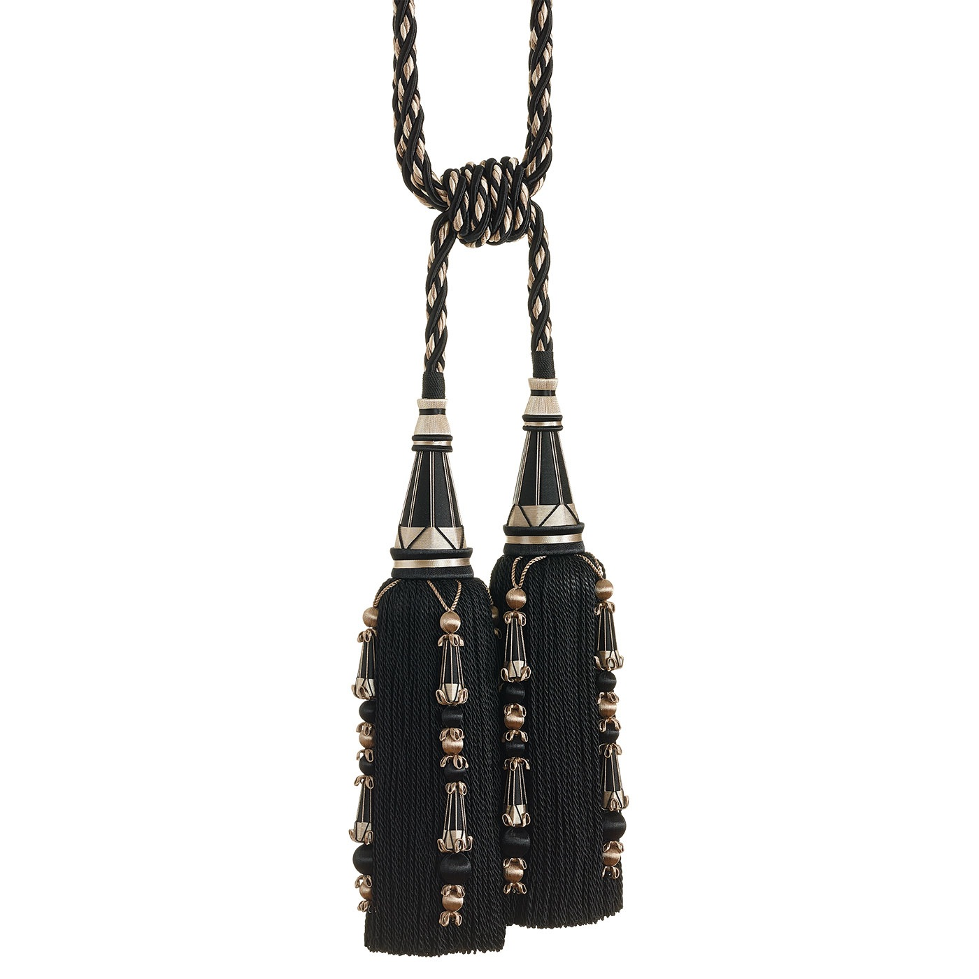 Valenza Decorative Double Tassel Tieback Black Truffle