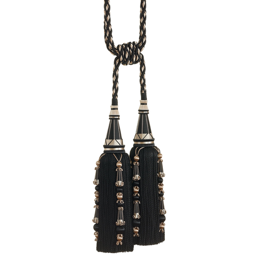 Valenza Decorative Double Tassel Tieback Black Truffle