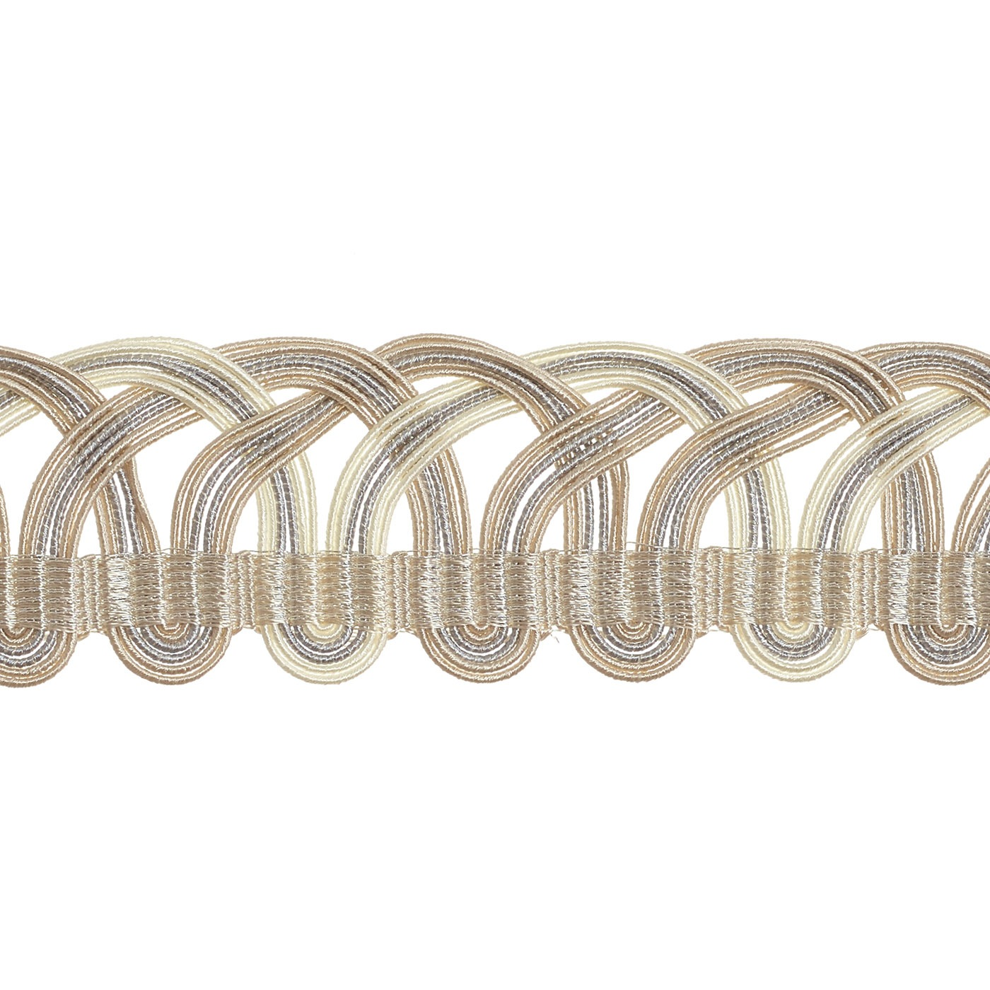 Valenza Decorative Heritage Scroll Braid 32mm Trim Alabaster Gilt