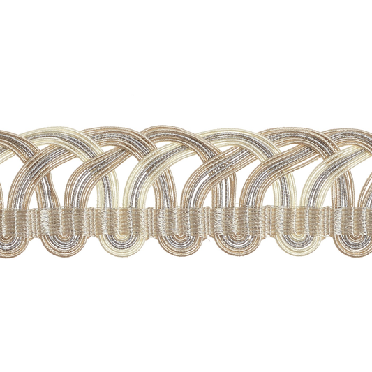 Valenza Decorative Heritage Scroll Braid 32mm Trim Alabaster Gilt