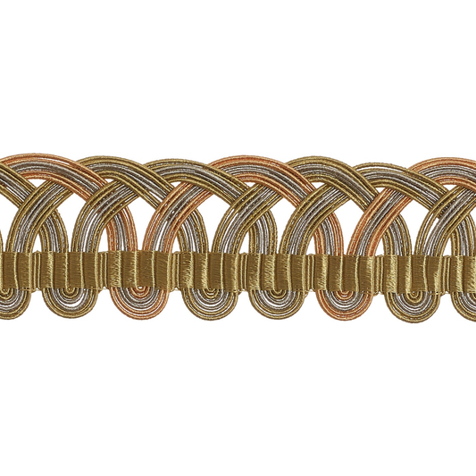 Valenza Decorative Heritage Scroll Braid 32mm Trim Amethyst Ash