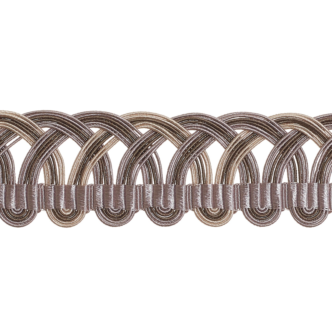 Valenza Decorative Heritage Scroll Braid 32mm Trim Antique Mushroom
