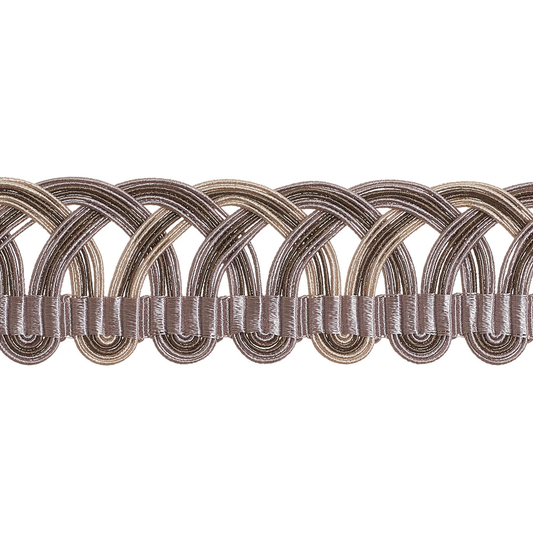 Valenza Decorative Heritage Scroll Braid 32mm Trim Antique Mushroom