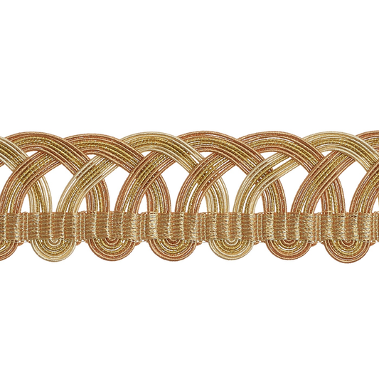 Valenza Decorative Heritage Scroll Braid 32mm Trim Gold