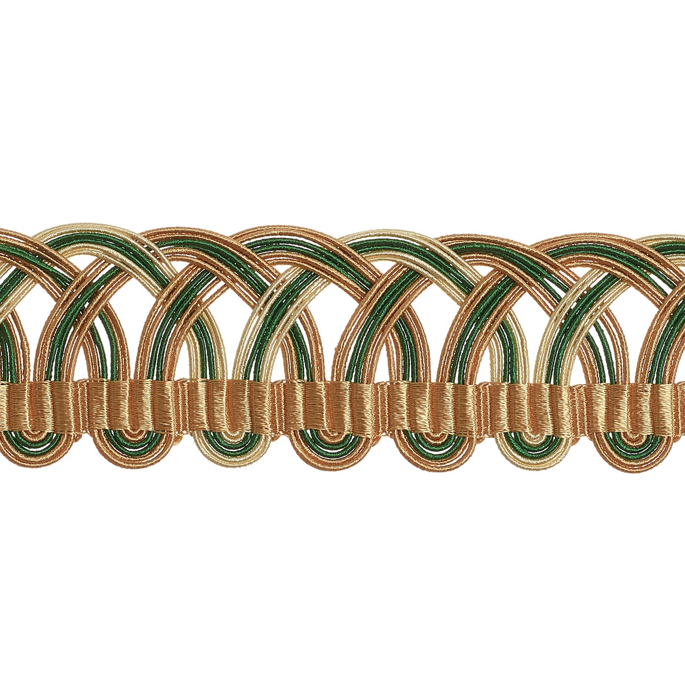 Valenza Decorative Heritage Scroll Braid 32mm Trim Medici Green
