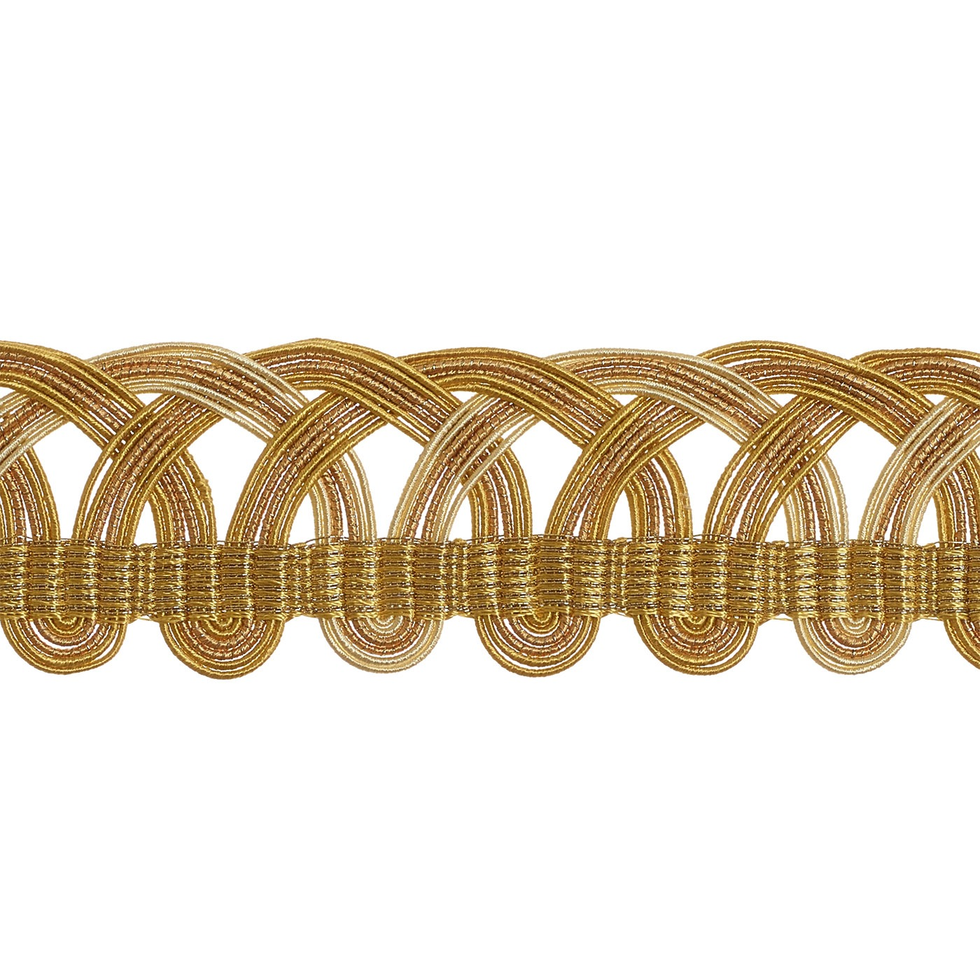 Valenza Decorative Heritage Scroll Braid 32mm Trim Old Gilt