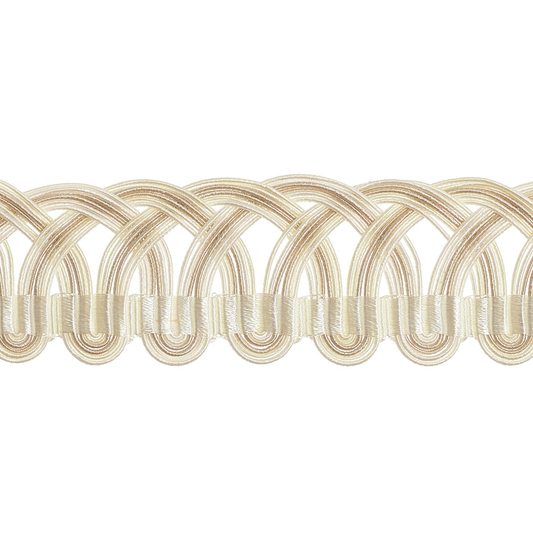 Valenza Decorative Heritage Scroll Braid 32mm Trim Pearl Patina